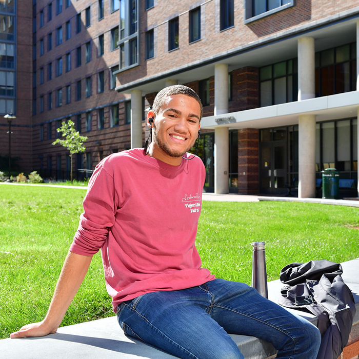 male student on campus