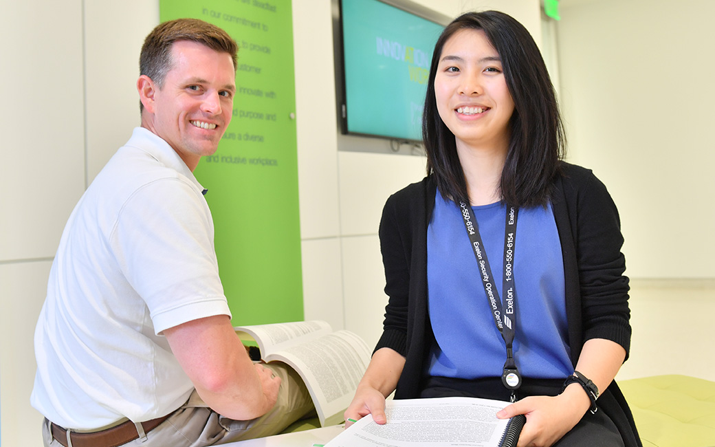 student intern working with her employer at BGE student intern working with her employer at BGE