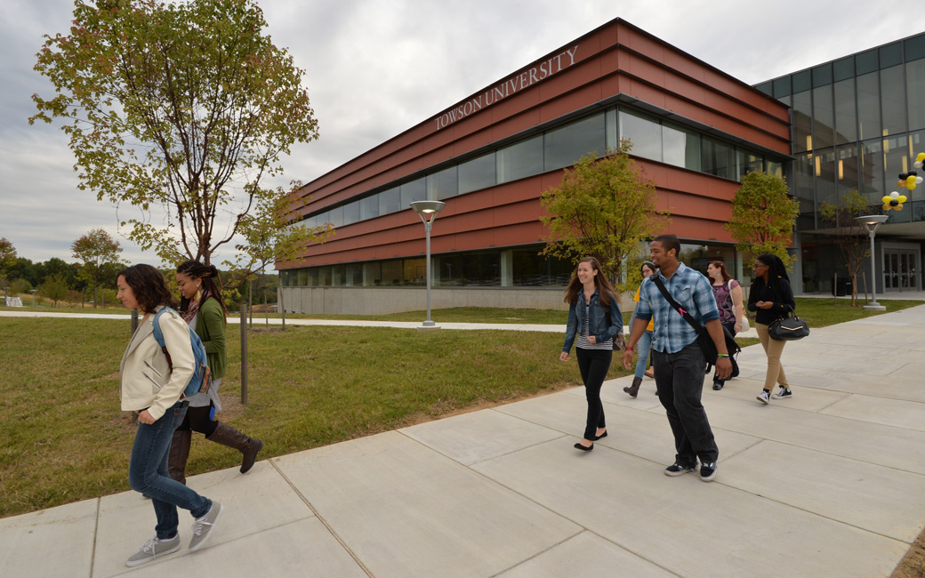 Towson University in Northeastern Maryland campus students at the Towson University in Northeastern Maryland campus