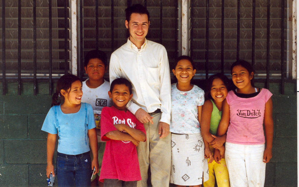 Seth Gitter and children Towson University Economics professor seth gitter with a group of children on a trip to honduras