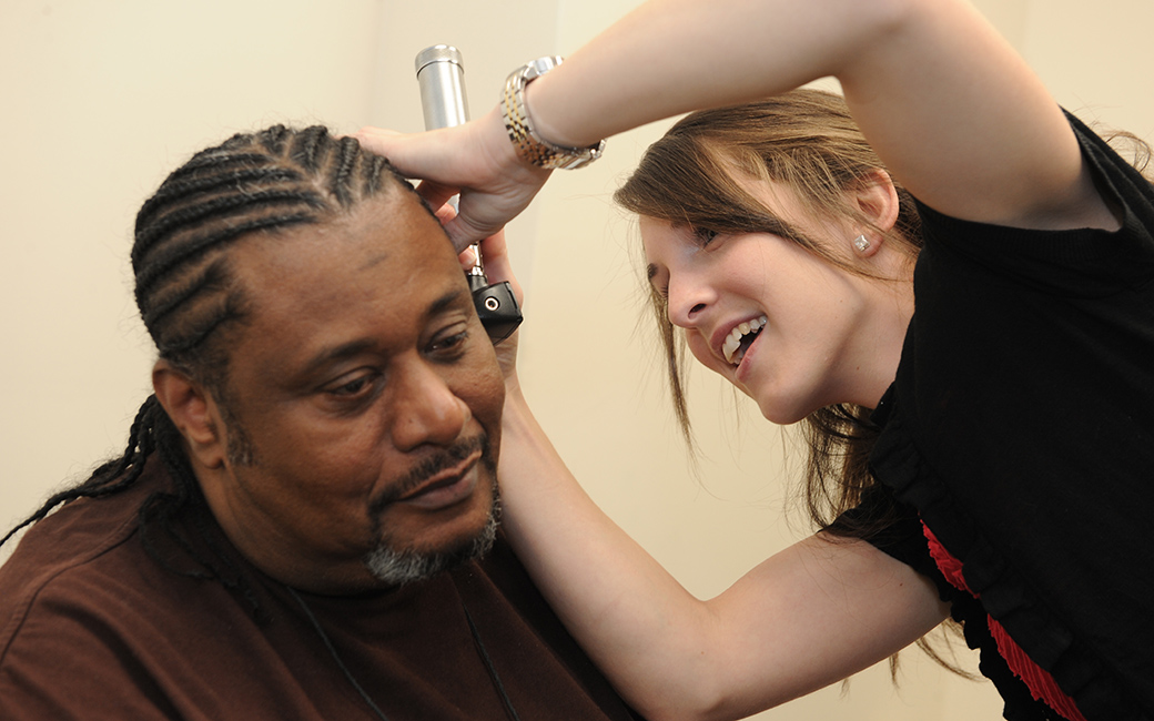 Man having his hearing checked