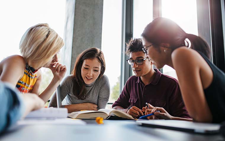 Students studying in a group