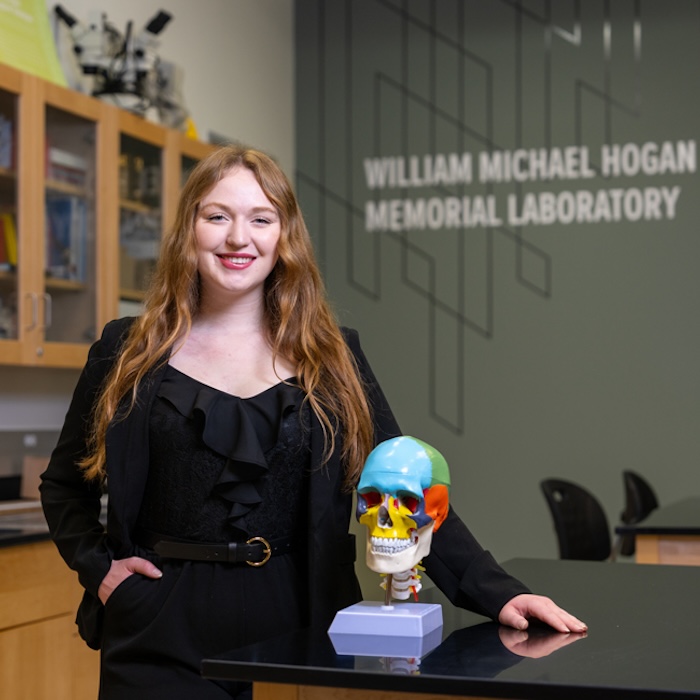 Lauren Asbury is a dual anthropology and spanish major, who is the student manager for the William Michael Hogan Memorial Laboratory in the CLA Building.