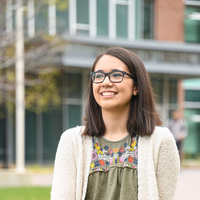 Student standing outside