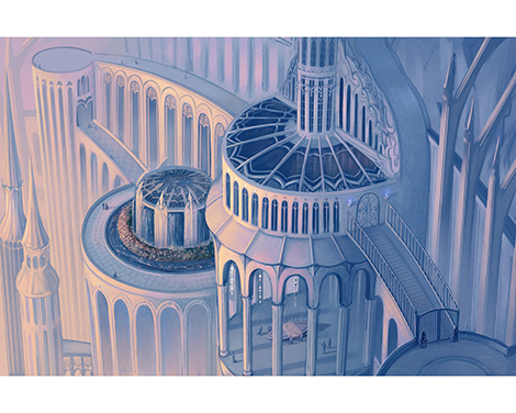 illustration student work depicting a sci-fi urban environment