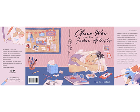 illustration student book cover design with an iamge of young woman with her head down on table