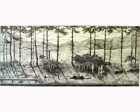 student artwork - intaglio print of landscape