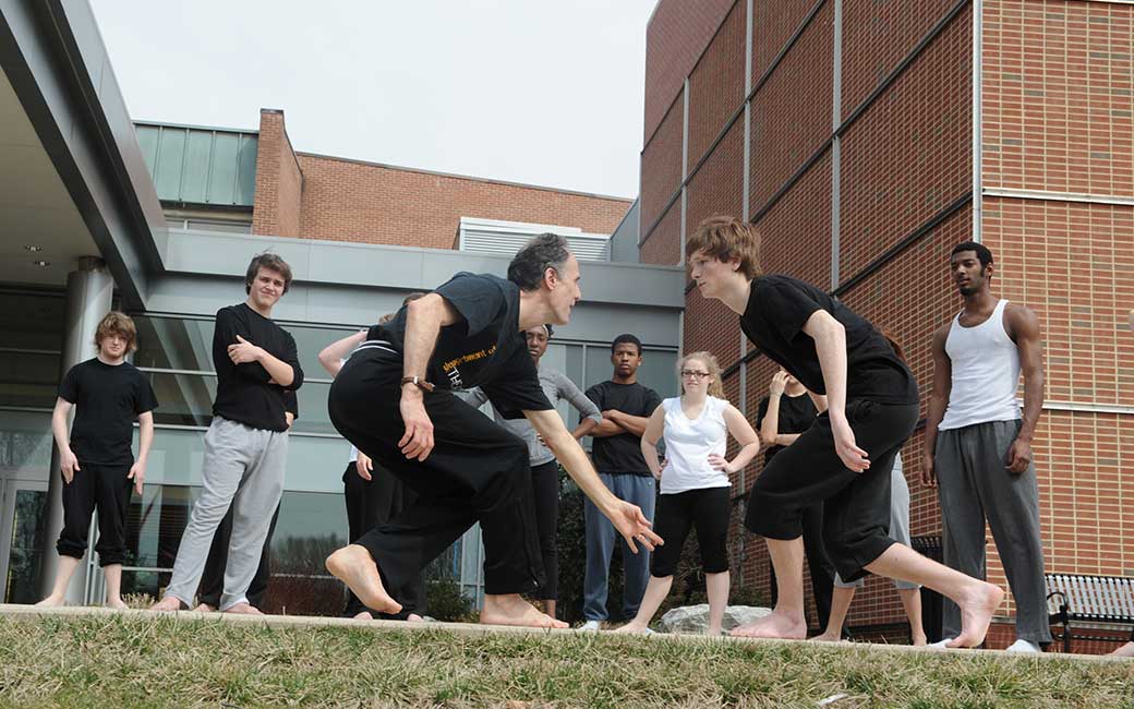 dance class outside with male dancers