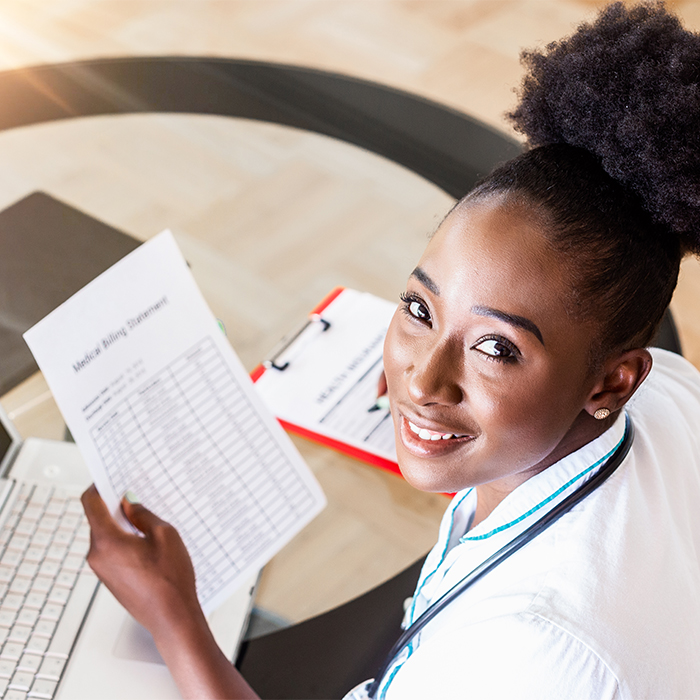 Medical student at work