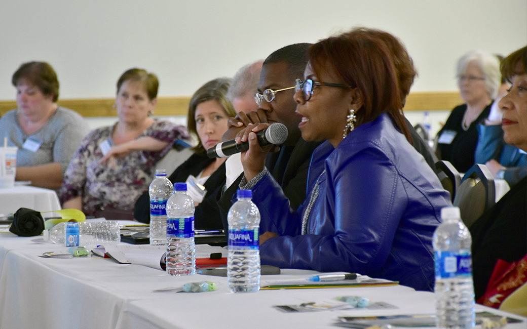 Attendee asking the panel a question