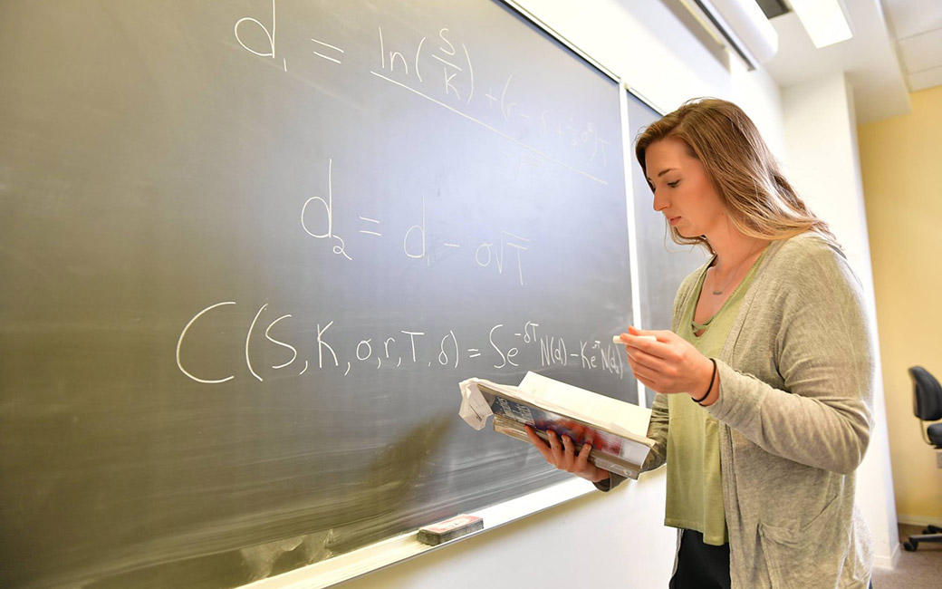 Student in math class