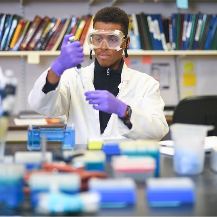 Student working in lab