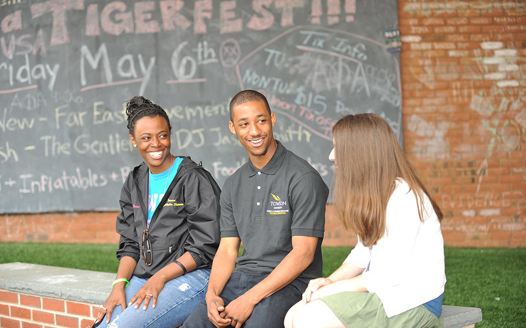 Students Talking on Bench