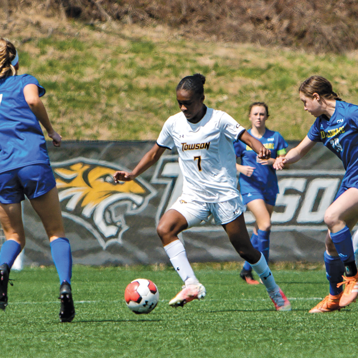 Women's soccer players on the field