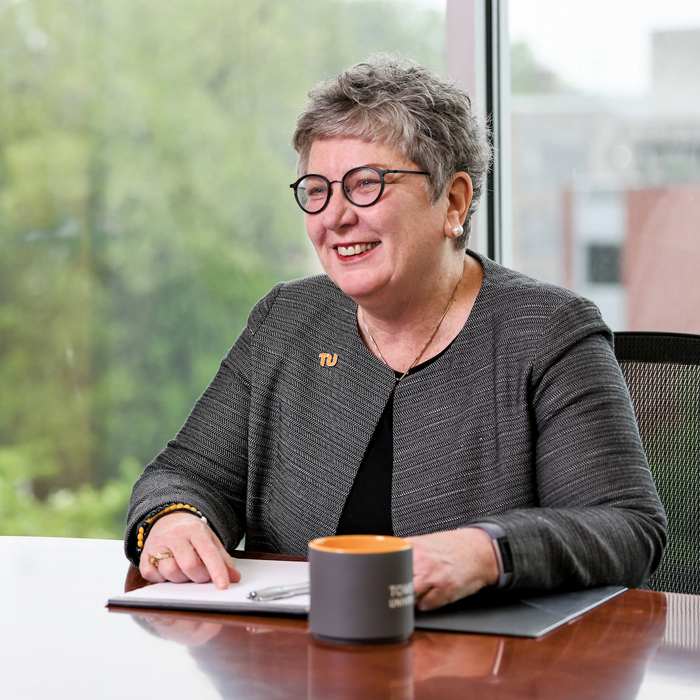 President Kim Schatzel at her desk