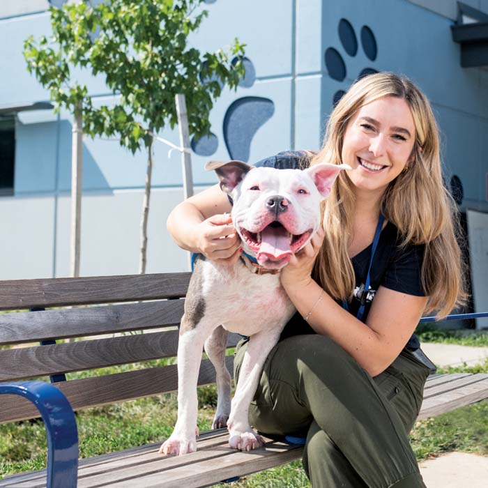 Bailey Deacon with a dog