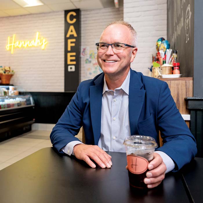 Photo of Boyd Bradshaw with coffee