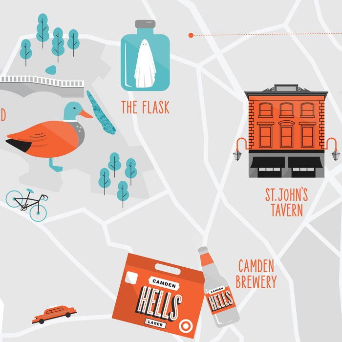 illustrated map of a section of london