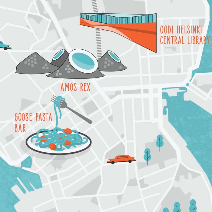 illustrated map of helsinki