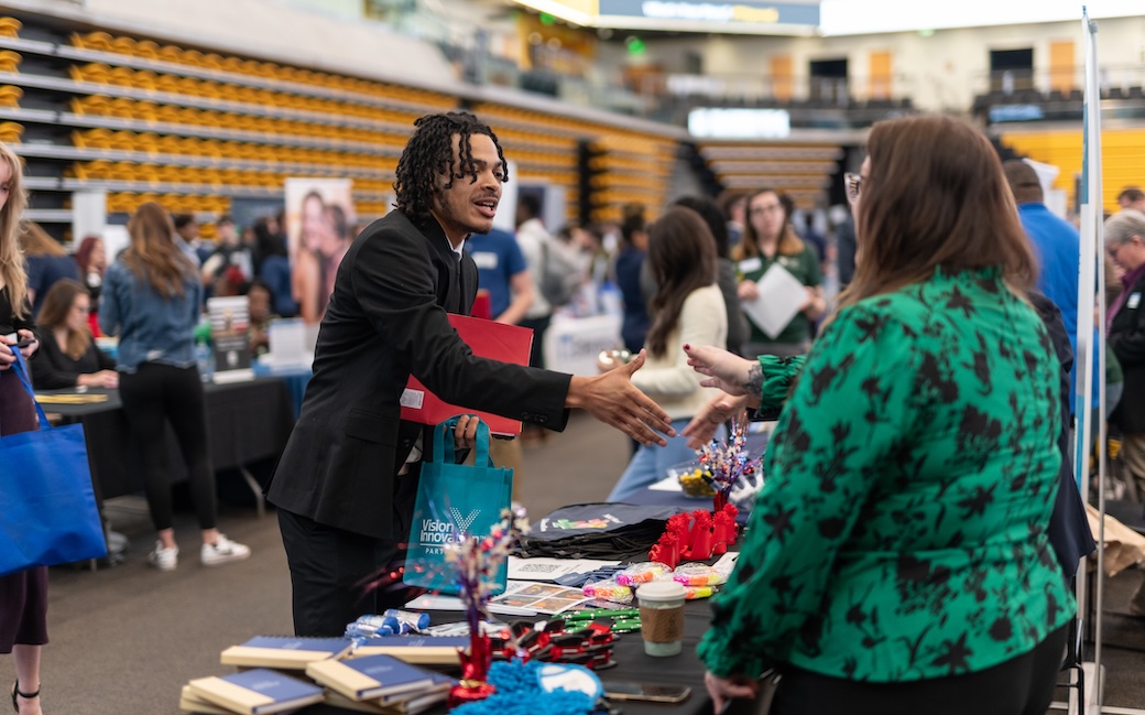 student at a career fair