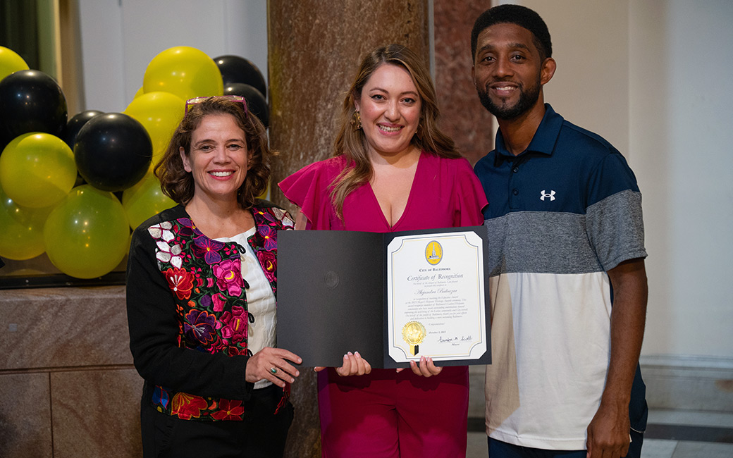 Alejandra with Mayor Brandon Scott