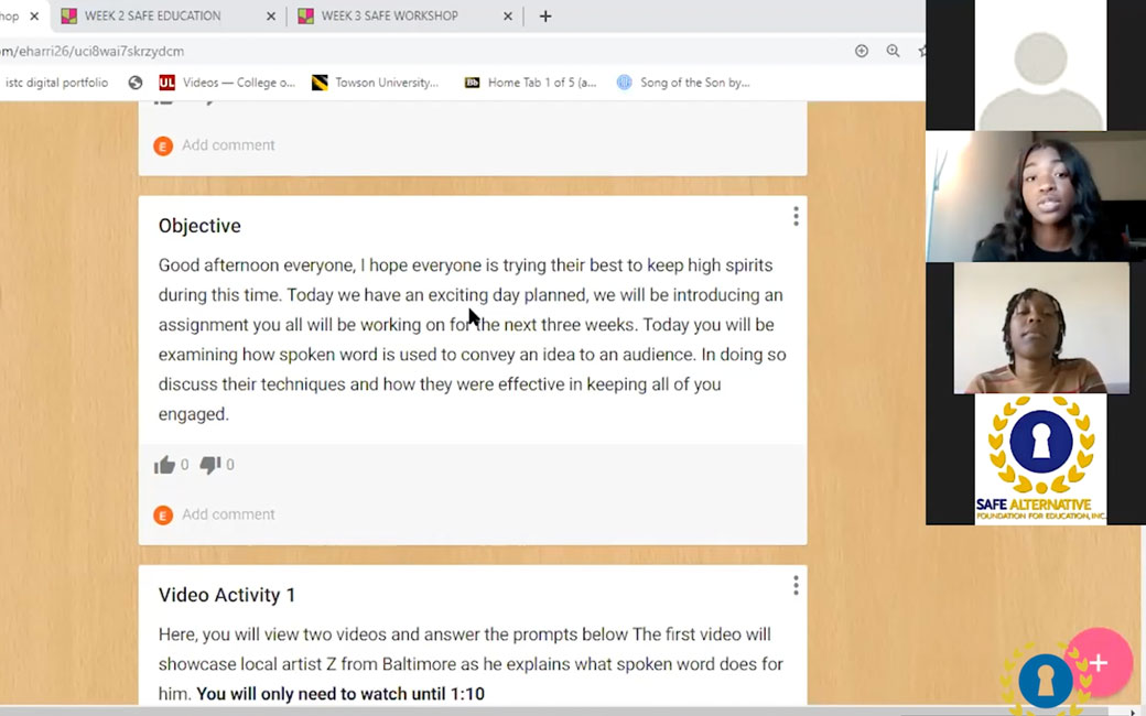 Screenshot of web meeting