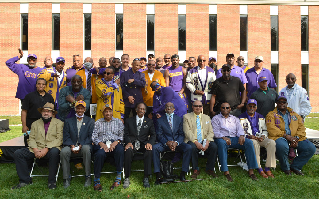 Dean Chapman with members of Omega Psi Phi