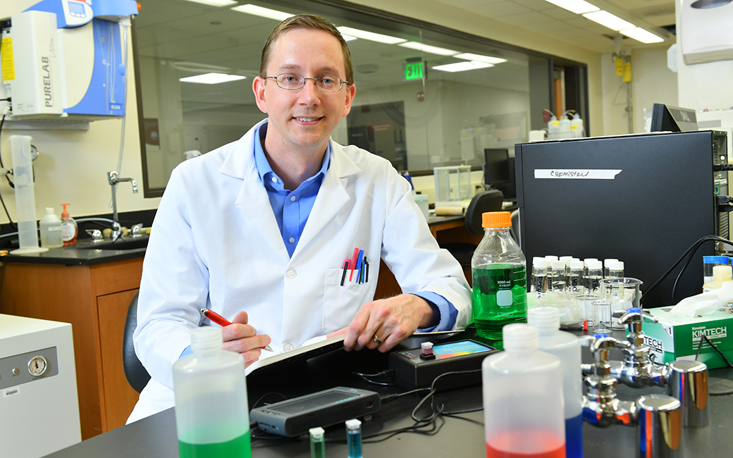 John Sivey in his lab.