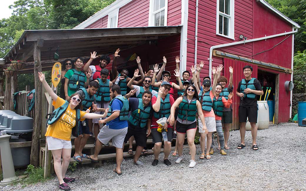 ELC students at an outdoor kayaking event.